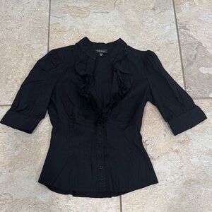 Bebe Black Ruffled Top Size XS